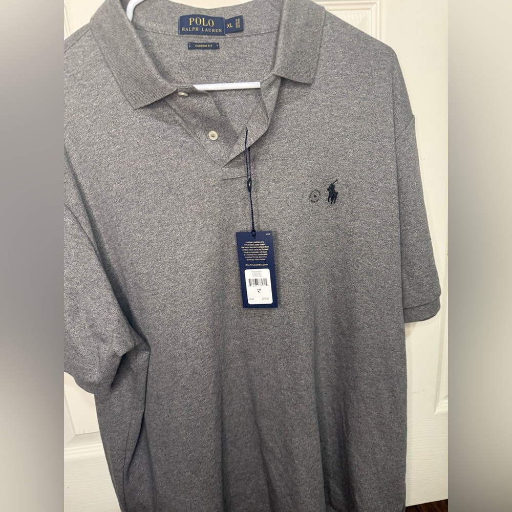 Polo Ralph Lauren Interlock Polo Shirt Gray Custom Fit XL NWT Golf Polo